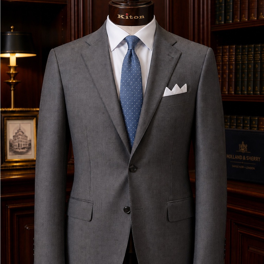 Kiton Neapolitan Grey Suit in an Elegant Wool/Silk Blend + Isaia 7-fold Silk Tie